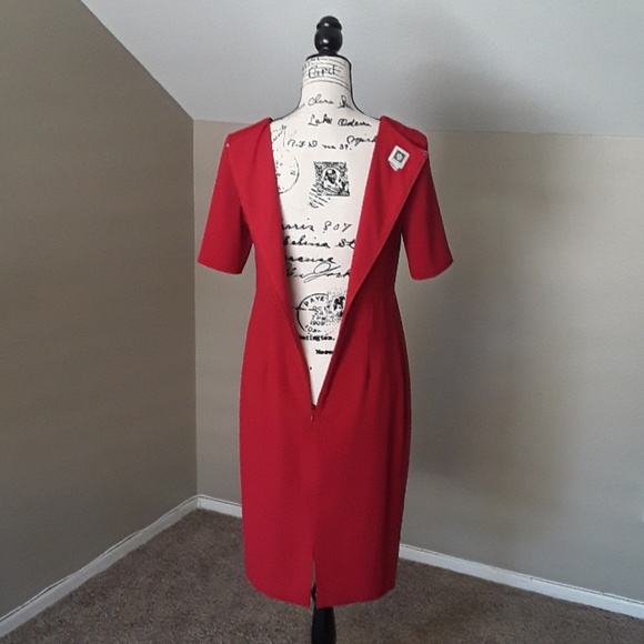 Anne Klein Red Cowl Neck Dress - Picture 9 of 16